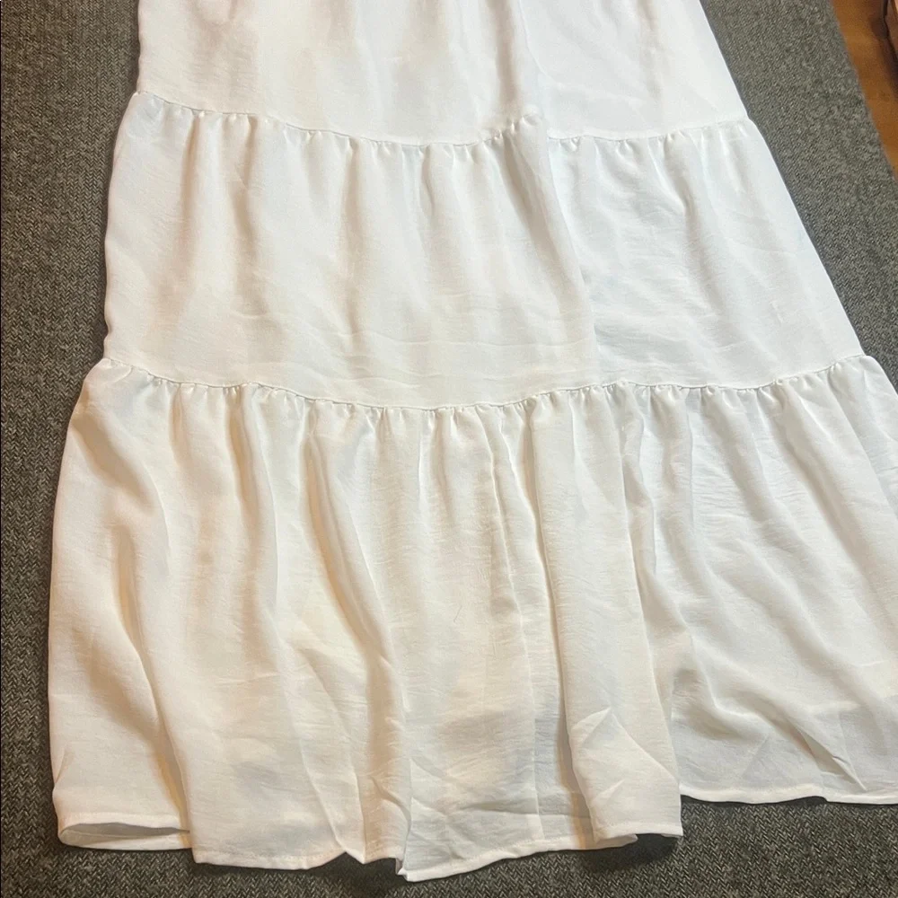 NWT Elegant White Maxi Dress sz L Pockets Adjustable Straps - Picture 4 of 14